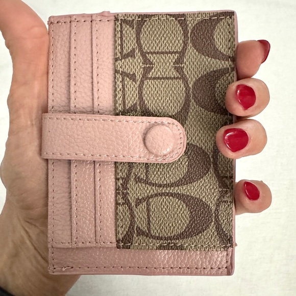 Women's Monogram Card Holder – Pink Vegan Leather - Picture 10 of 11